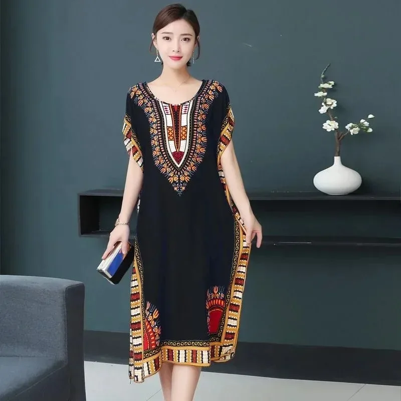 Pretty Summer Dress  Contrast Color Comfortable Dress  Mid-calf Length Women Dress