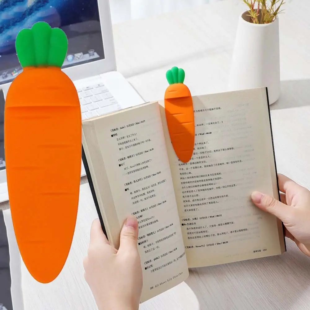 Kawaii Cute Gift Children DIY Silicone Carrot Bookmark School Supplies Office Stationery 3D Stereo Book Marks