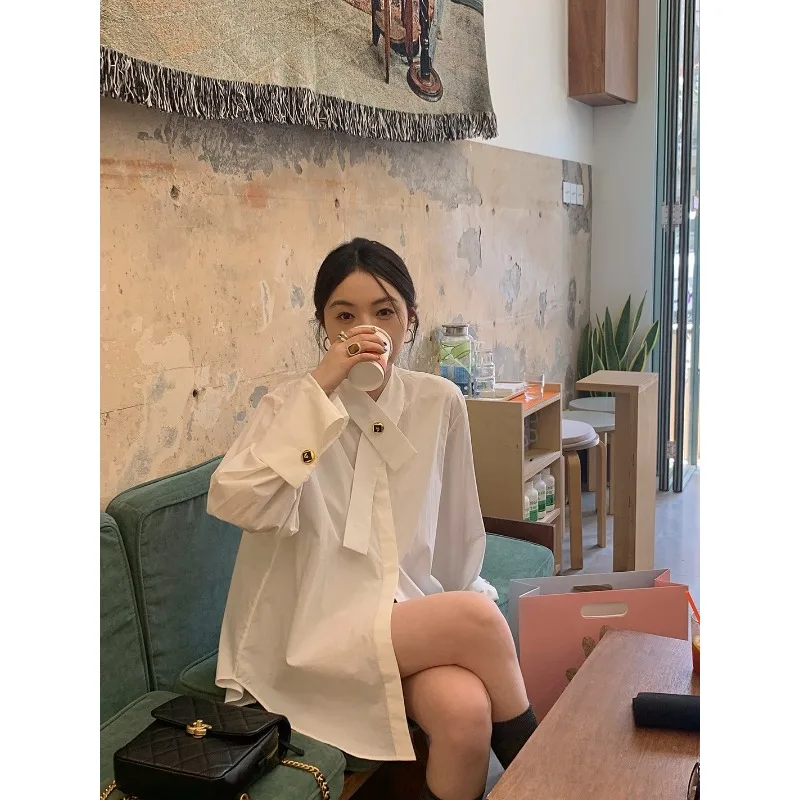 Women's Clothing Loose Versatile Long-sleeved Shirt Blouses