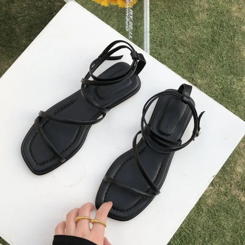 Fashion Womens Shoes 2024 Flat Sandals Summer Heels All-Match Soft Suit Female Beige Luxury Without Low New Girls Clear Comfort