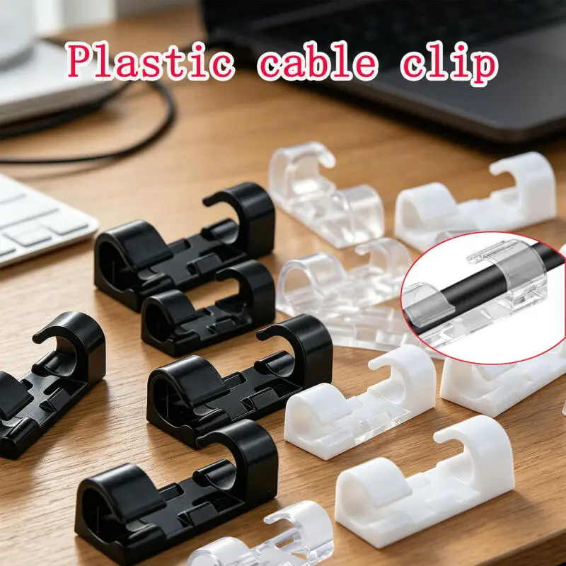 40 Stück Kabelclips Organizer Kabelmanagement-Halter USB-Ladekabel-Spule Wandmontage-Haken für Zuhause und Büro – Detail 1
