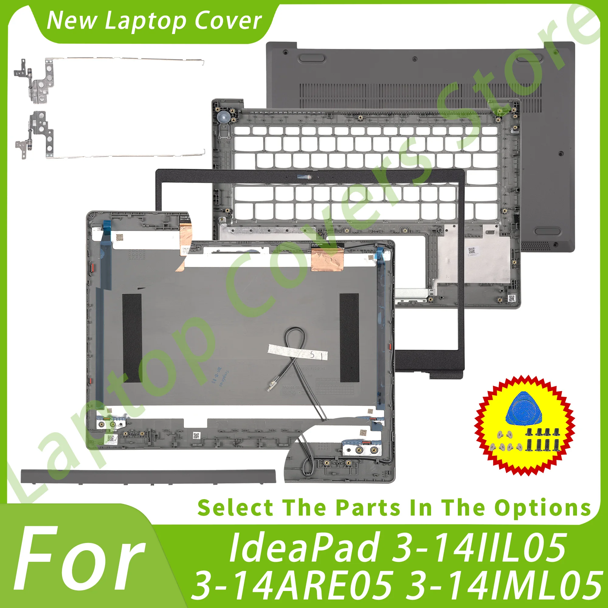 

Cover For Idea Pad 3 14IIL05 3-14ARE05 3-14IML05 Back Cover Bezel Palmrest Bottom Hingecover Gray Parts Replace GS452