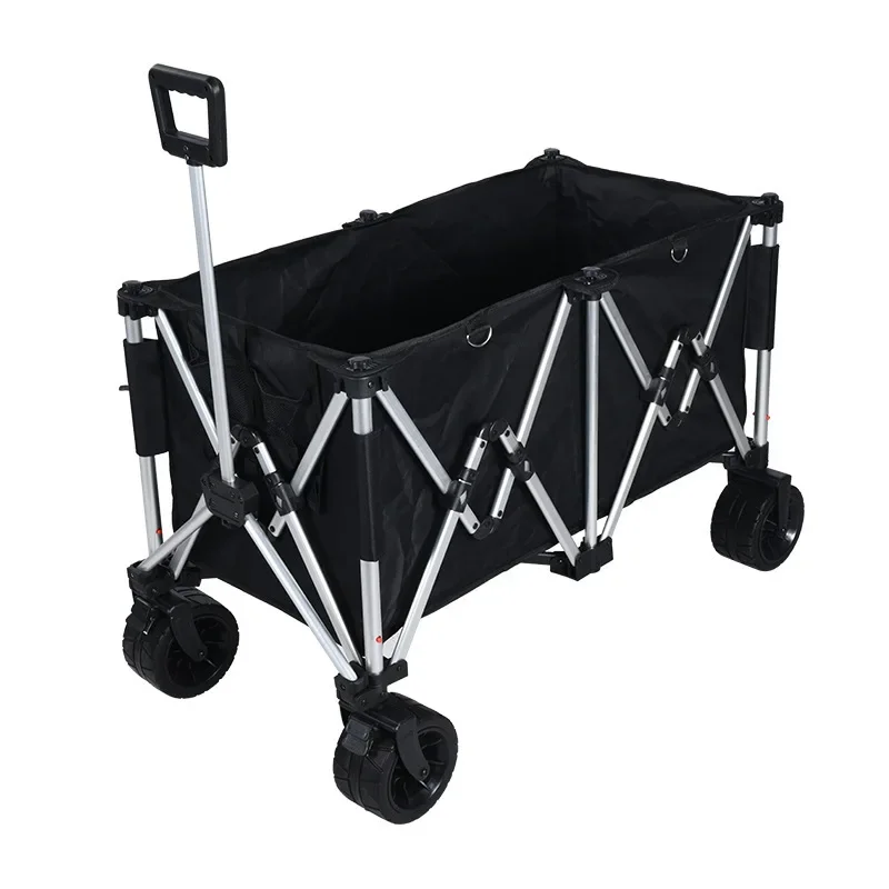 Wholesale Heavy-duty Outdoor Folding Portable Utility Grocery Beach Cart with Four Sand Big Wheels And Adjustable Handle