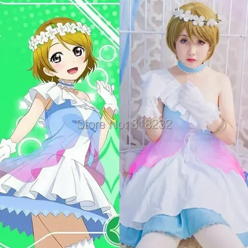 

Love Live Yume no Tobira Dreams Gate Koizumi Hanayo Chiffon Tee Dress Uniform Outfit Anime Cosplay Costumes