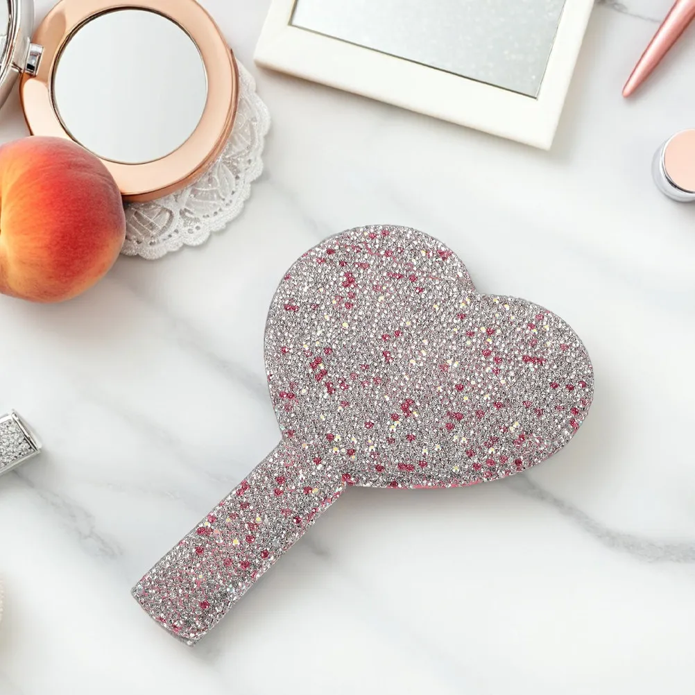 

2Pcs Stylish Heart Shaped Hand Mirror Portable Lightweight Compact Mirror for Women Purse Makeup Touch Up on The Go
