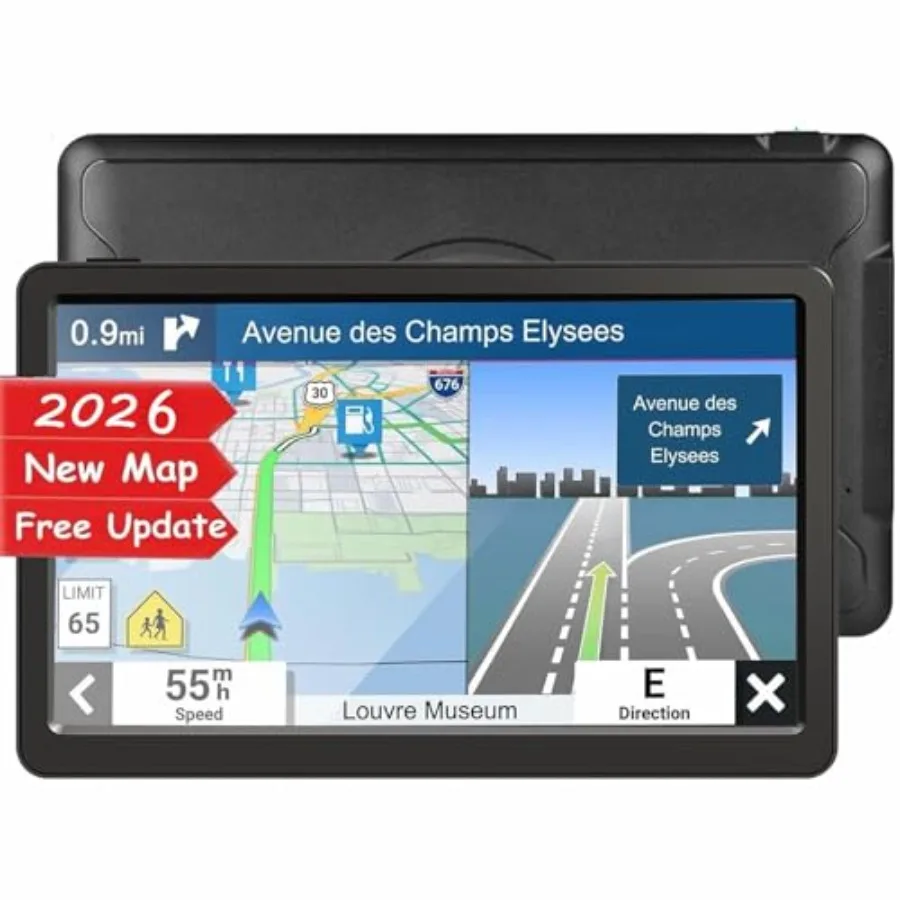

Car Truck RV GPS Navigator with 9-inch Touch Screen Plastic Black Free Lifetime Map Updates and Voice Guidance