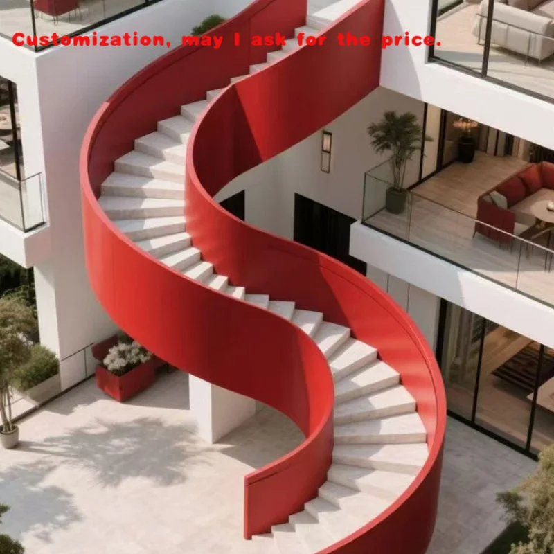 custom.Steel Structure Revolving Staircase Artistic Staircase  Staircase Kit Staircase Designs Duplex House  Aluminum Curved Sta