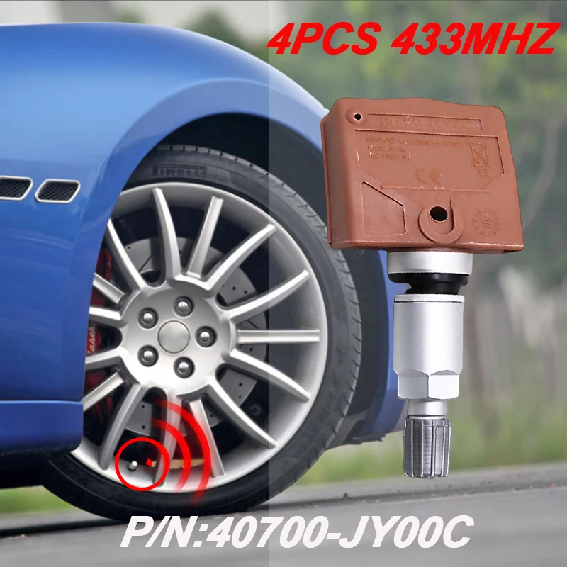 

4 шт. 40700-JY00C 433 МГц Датчик давления в шинах TPMS для Infiniti QX56 FX35 Nissan Rogue Frontier Titan Quest Sentra