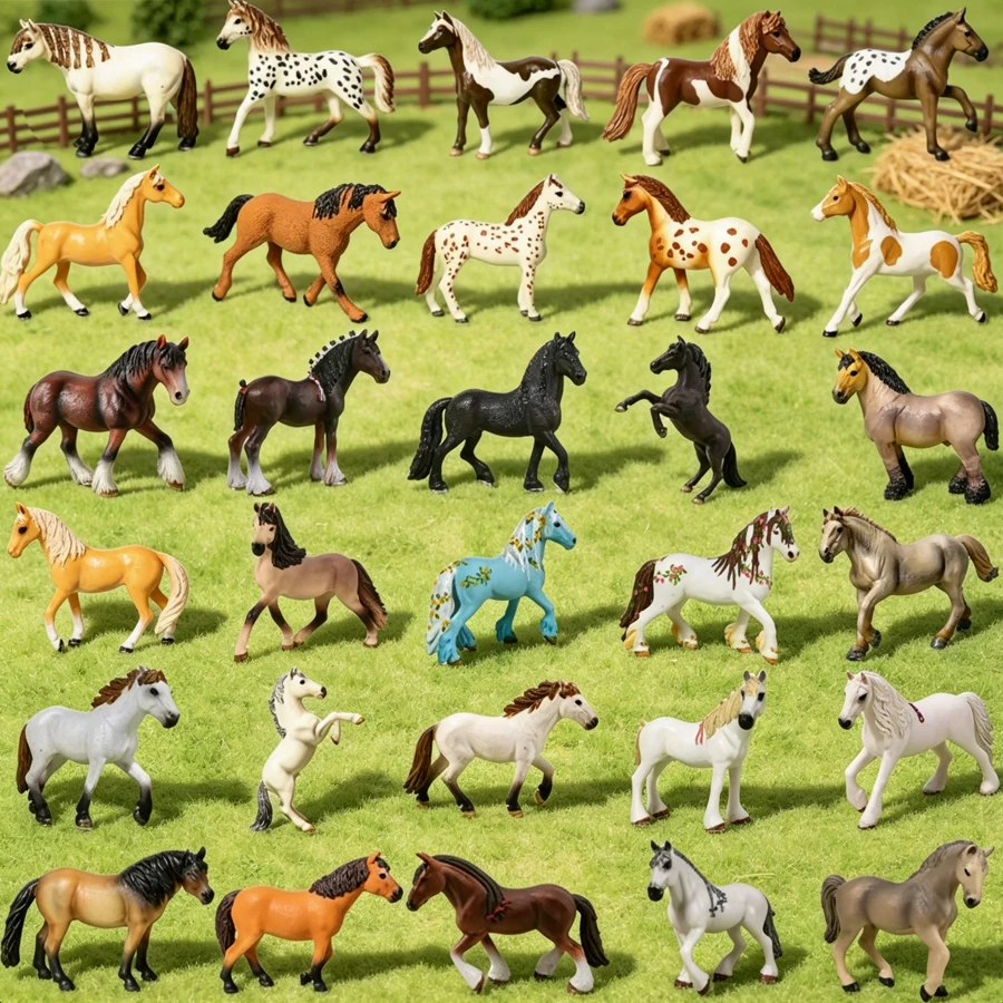 Modèle de cheval réaliste Clydesdale, Mustang, étalon Exmoor, chevaux tachetés, jouet d'animaux de ferme, Figurines à collectionner, jouets pour enfants