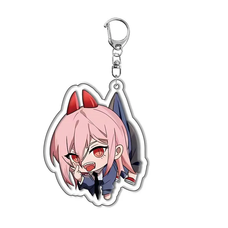 Anime Keychain Chainsaw Man Pochita Makima Cartoon Acrylic Bag Keyring Pendant Accessory