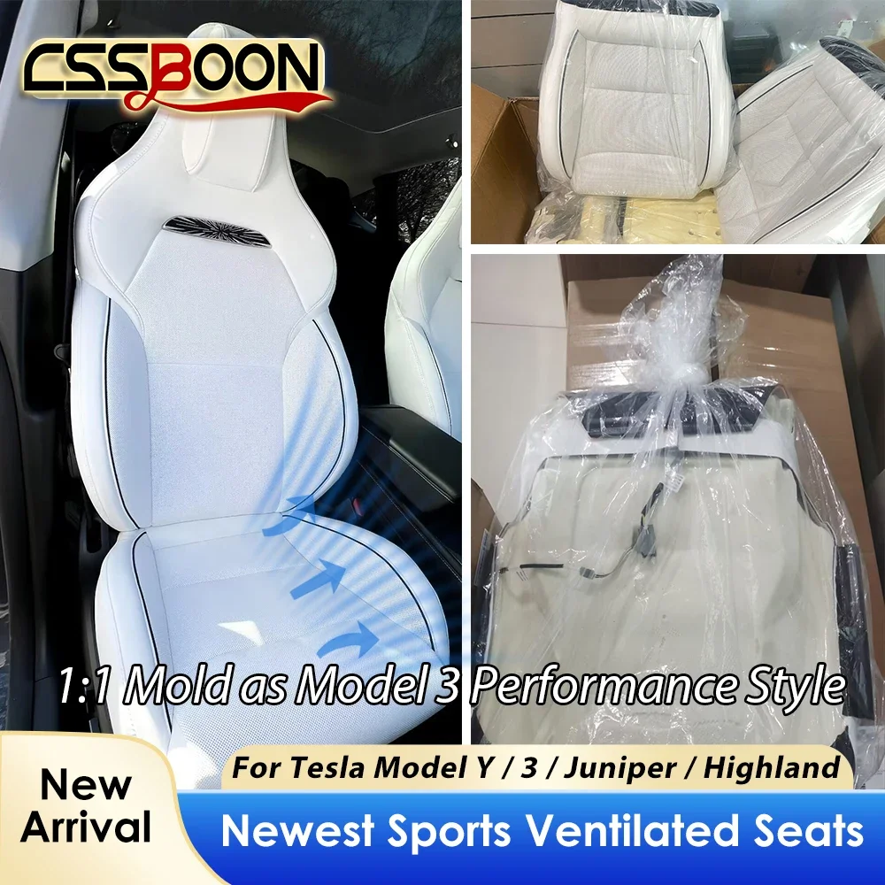 

For Tesla New Model 3 Y Juniper Luxury Sport Seats with Cushion Ventilation Fan Color Custom Car Seat Upgrade Accessories