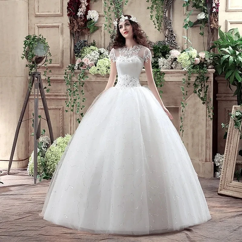 Vestido de novia con foto Real de 5 estilos, moda de princesa, encaje romántico coreano, vestidos de novia de talla grande, novedad de 2023