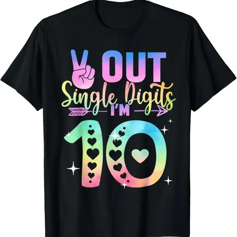 Peace Out Single Digits Tie Dye 10 Year Old Girl Birthday T Shirt