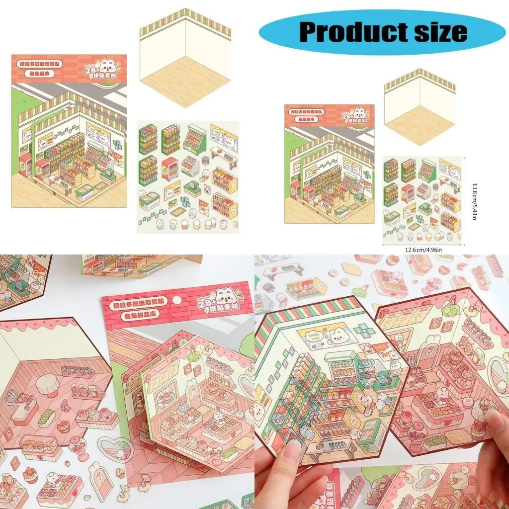 

76HF House Miniature Landscape Stickers for Notebook and Diary Embellishment