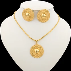 2023 Trend African Jewelry Set for Ladies Round Beads Earrings and Pendant 18k Gold Plated Necklace Earrings Party Jewelry Set