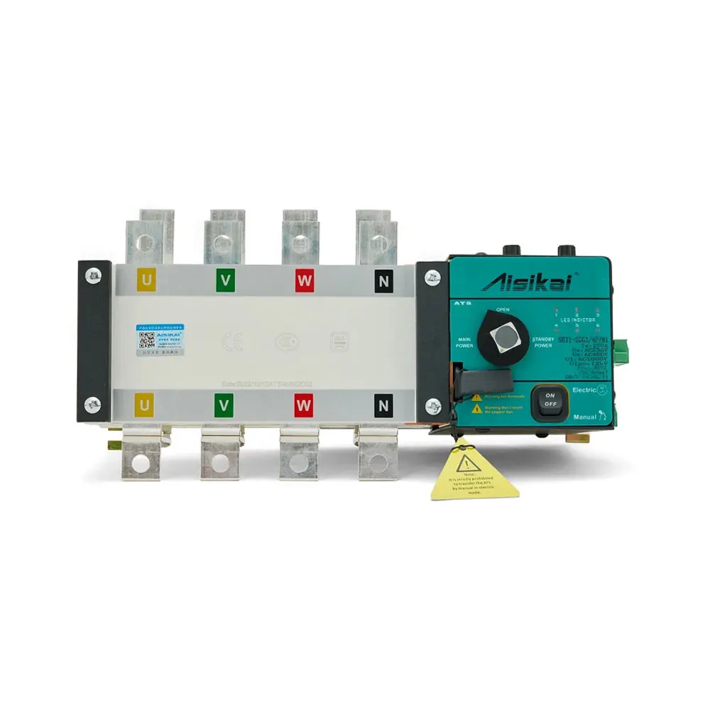 Aisikai 100A 125A 160A 250A 300A 400A 630A 800A 1000A 4P ATS Dual Power Automatic Transfer Switch Three Phase 4 Poles