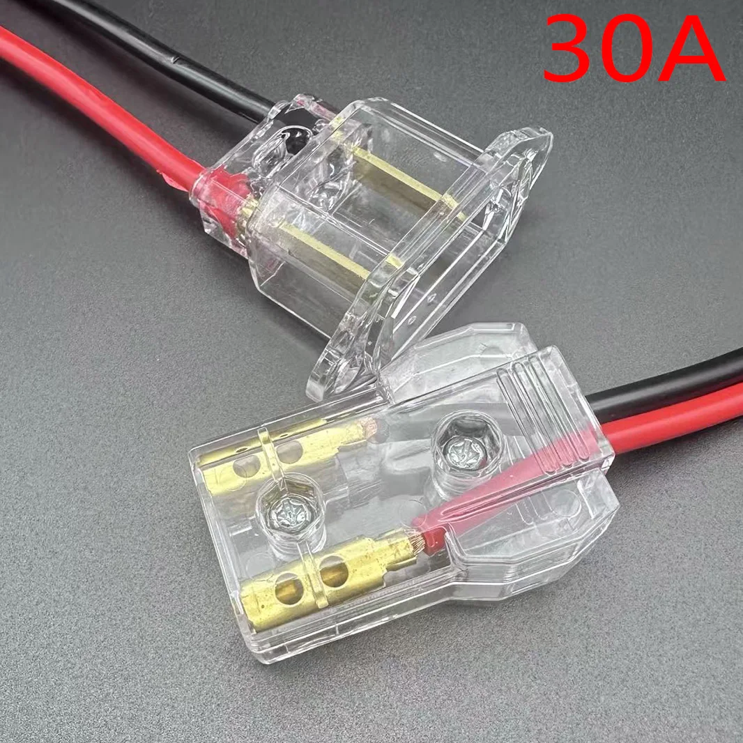 Battery charging cable 30A 250V DC 2-pin transparent connector forklift plug with silicone cable power connection harness