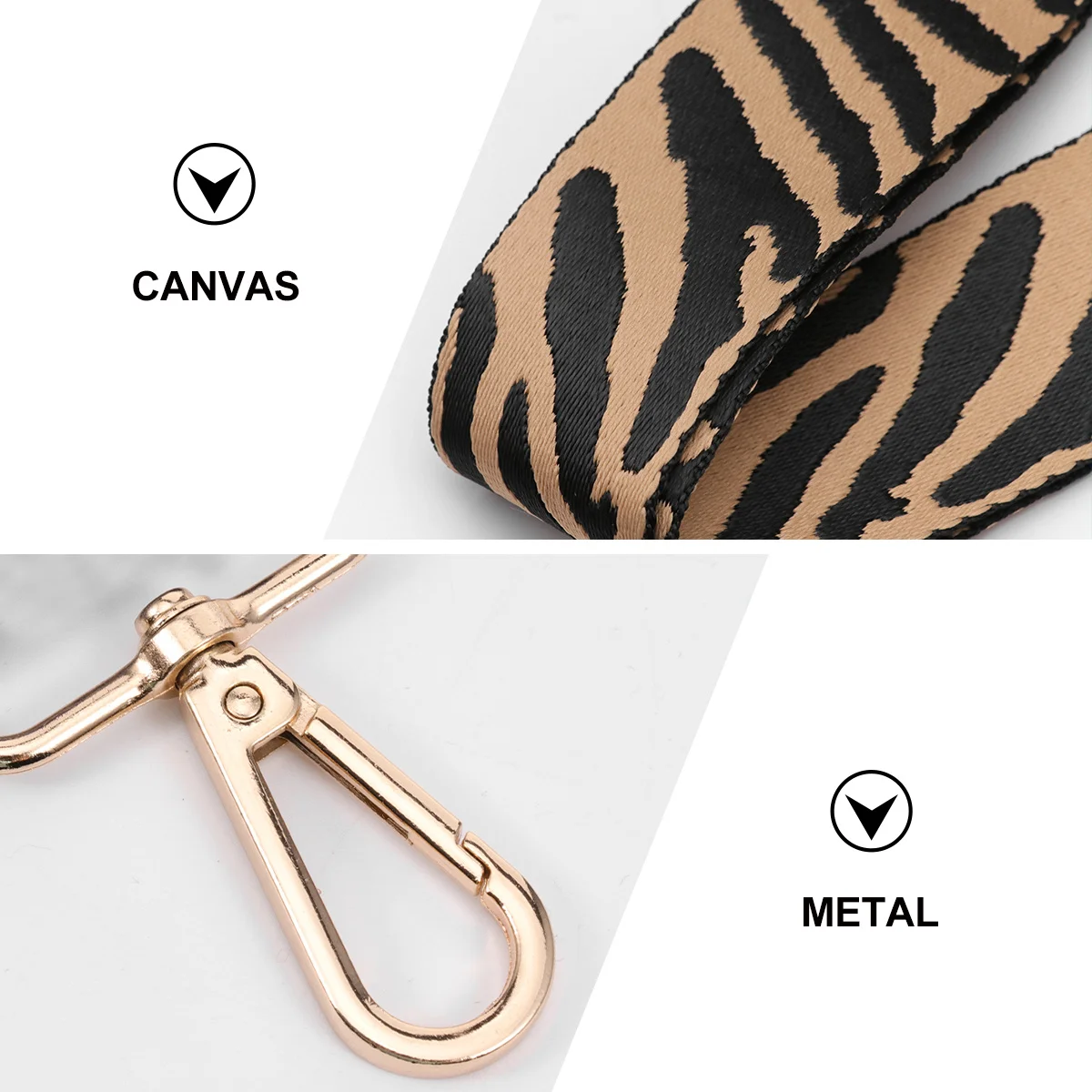 Stylowy pasek na ramię z wzorem zebry, regulowana długość, pasek do torebki crossbody, wytrzymały płócienny pasek zamienny.