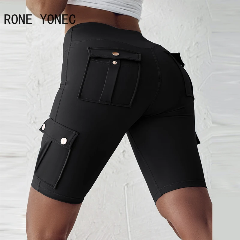 2024 Women Fashion Casual Multi Pockets High Elastic Waist Sporty Half Long Shorts