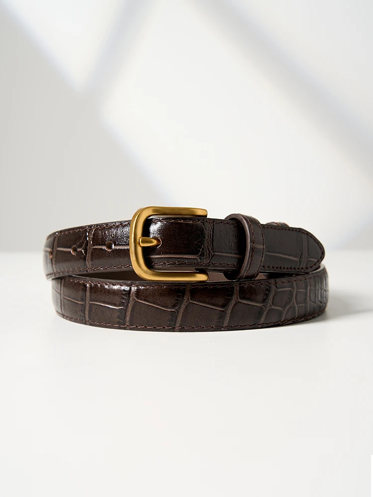 KARESINO Men's Belt Genuine Top Layer Cowhide Casual Stone Pattern Alloy Buckle Waist Belt Fashionable Versatile Business Casual