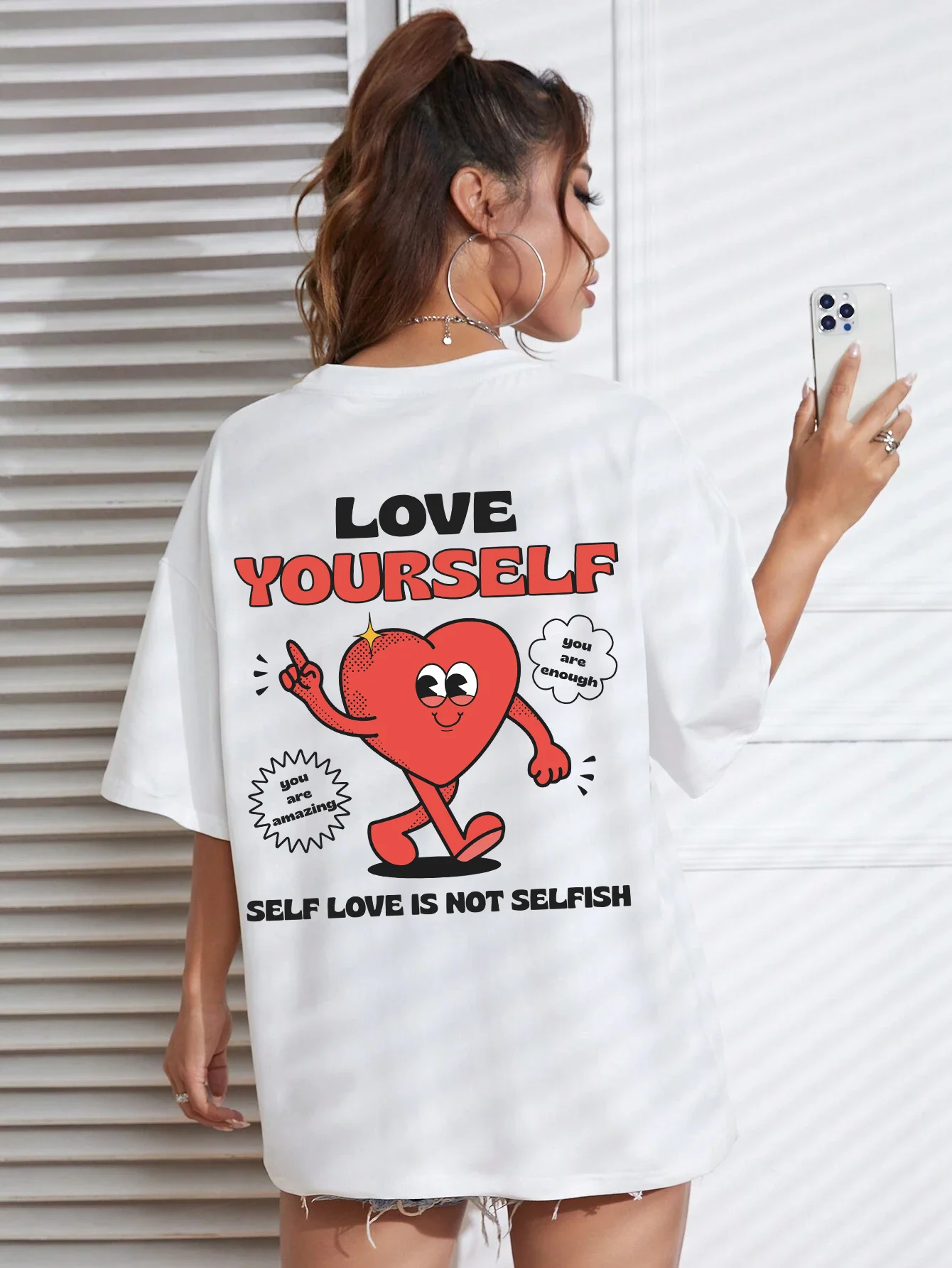 

Self Love Is Not Selffish,Love Ourself Womens Tshirt Cotton Loose T Shirt Vintage Oversize Clothing Letter Oversized Tshirts