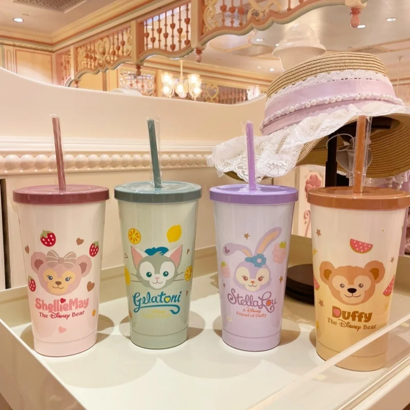 Hot New Arrival Disneyland Stellalou Duffy Shelliemay Summer Straw Cup Cute 500ml Large Capacity Stainless Steel Cup Straw Cup