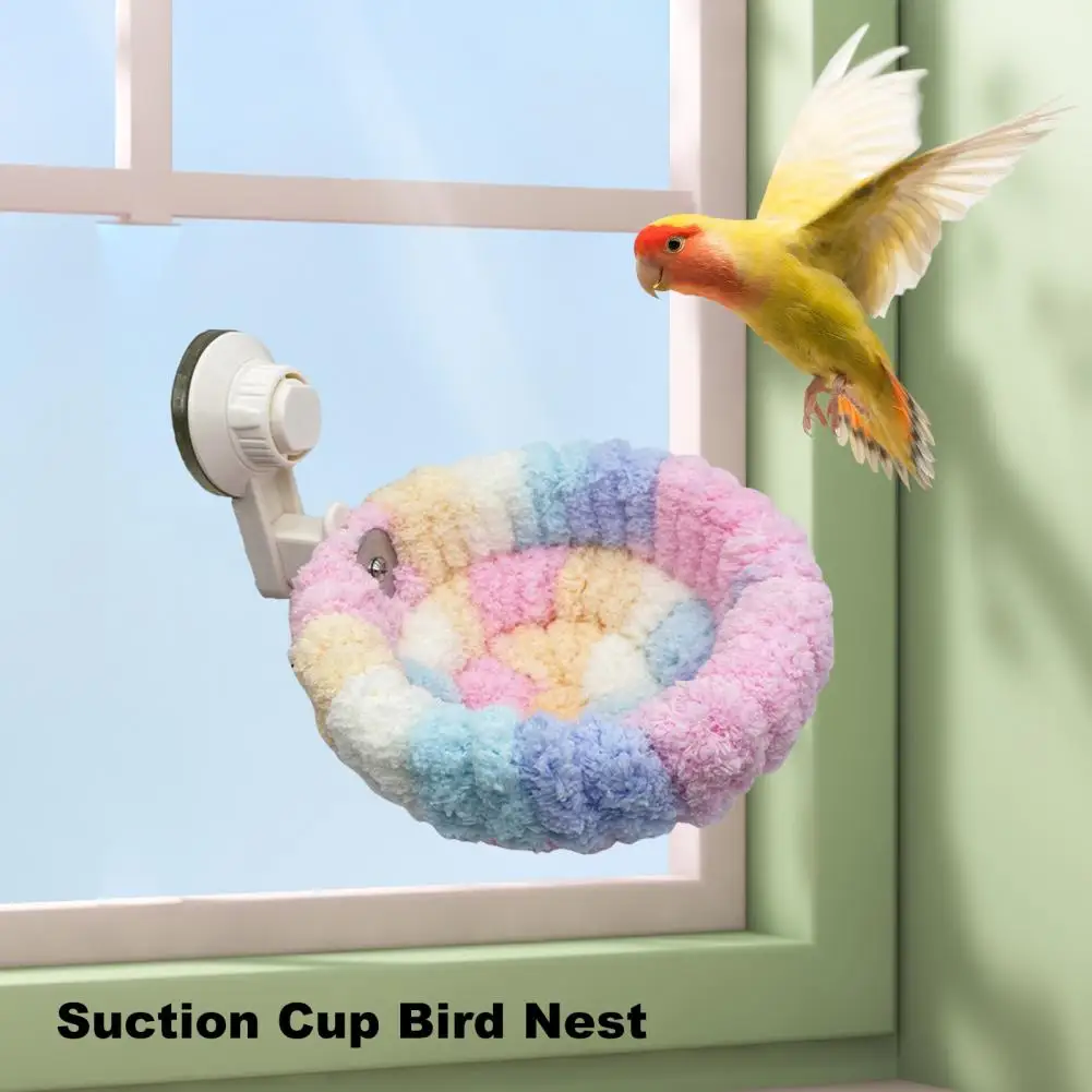 Handmade Bird Nest Coral Velvet Bird Nest with Suction Cup for Parrot Lovebird 2-in-1 Plush Nest for Travel Birdcage Removable