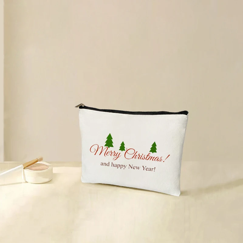 1 pc marry christmas pattern Makeup Bag, Travel Toilet Storage Bag, Party Gift Zipper Organizer, Cosmetic Pouch For Makeup