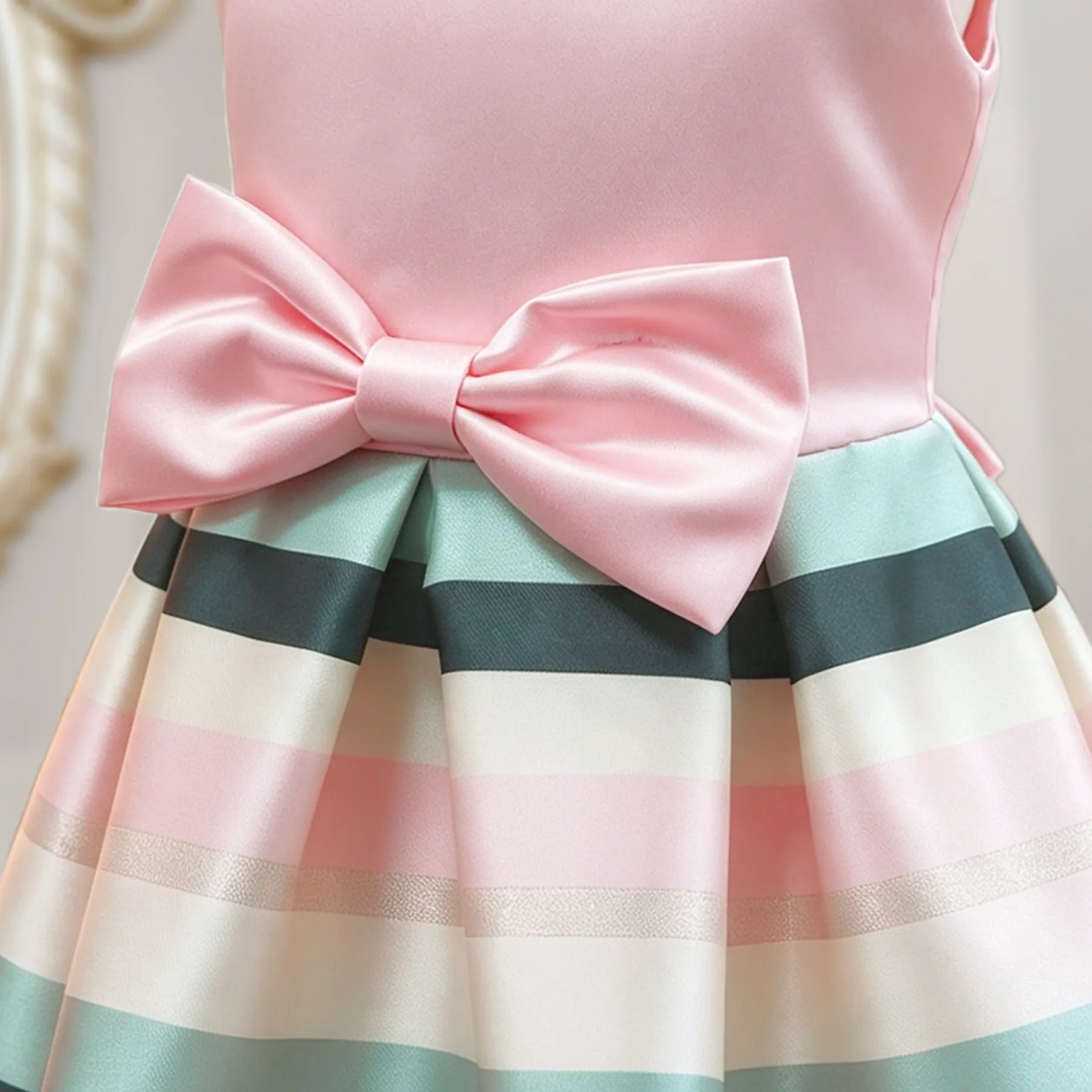 HETISO Summer Kids Girls Striped Princess Dress Baby Cute Birthday Party Costume Cotton Lining Children's Beachwear view 5