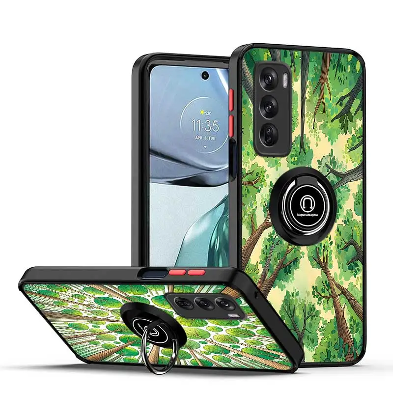 Reno12Pro Forest Canopy Skin-feel Ring Phone Case For OPPO Reno 11 11F 10 8 8T 8T 7 6 5 4 Lite Pro Plus Cover