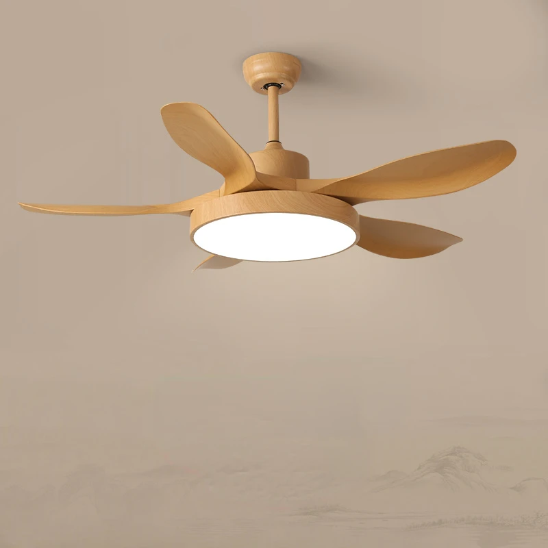 Ceiling Fan Lights Simple Modern Home Living Room Electric Fan Lamp Integrated Large Wind Japanese Style Five Leaves Fan Lamp