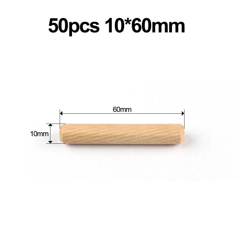 50pcs wooden Dowel Pins Cabinet Drawer Round Fluted DIY Woodworking for Dowel Jigs drill