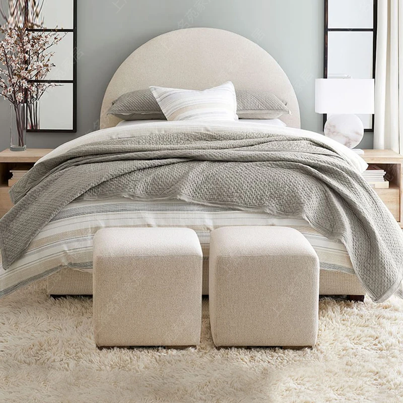 A light luxury simple modern fabric single bed cotton linen soft bag children's bed