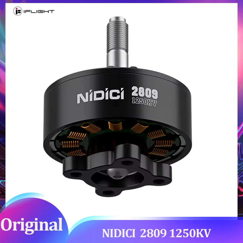 

IFlight NIDICI 2809 1250KV Бесщеточный двигатель с валом 5 мм, совместимый с пропеллером 7-8 дюймов для RC FPV Drone