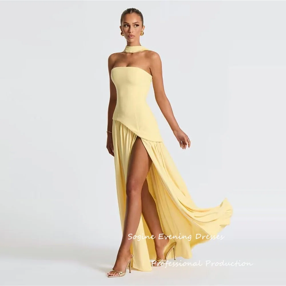 

Strapless Customized Bridesmaid Dresses With Slit For Sexy Women Formal Cocktail Maxi Party Gowns Sexy Wedding Guest Dress