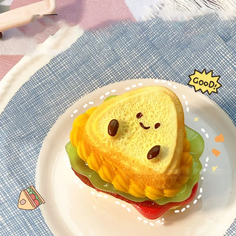 

NEW Cute Extra Thick Sandwich Toast Fidgety Toys Layered Hamburger Bun Dessert Splittable Sandwich Kids Girls Toy Squishy Gifts