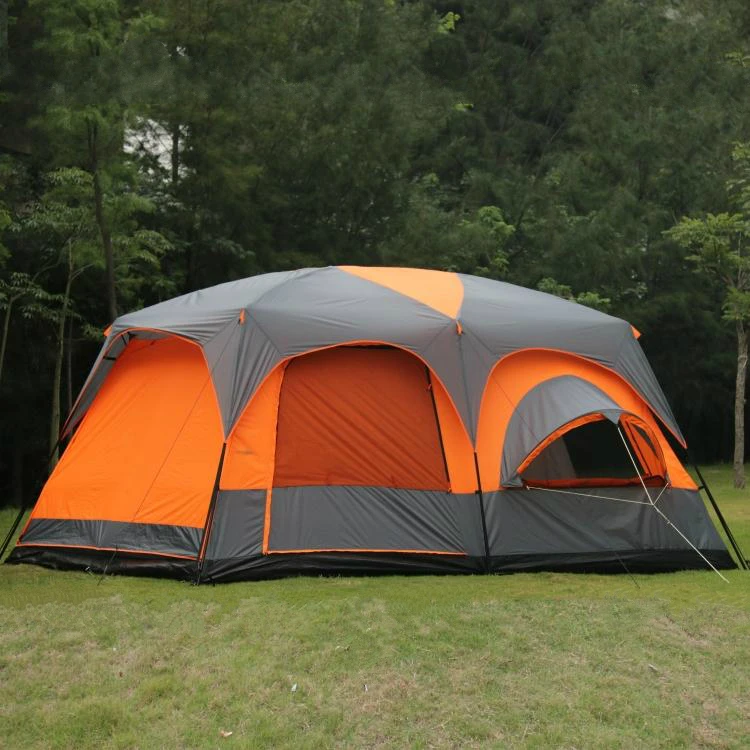 

Outdoor Camping Two Bedroom Family Tent Village Tent with Atmosphere Light Trip