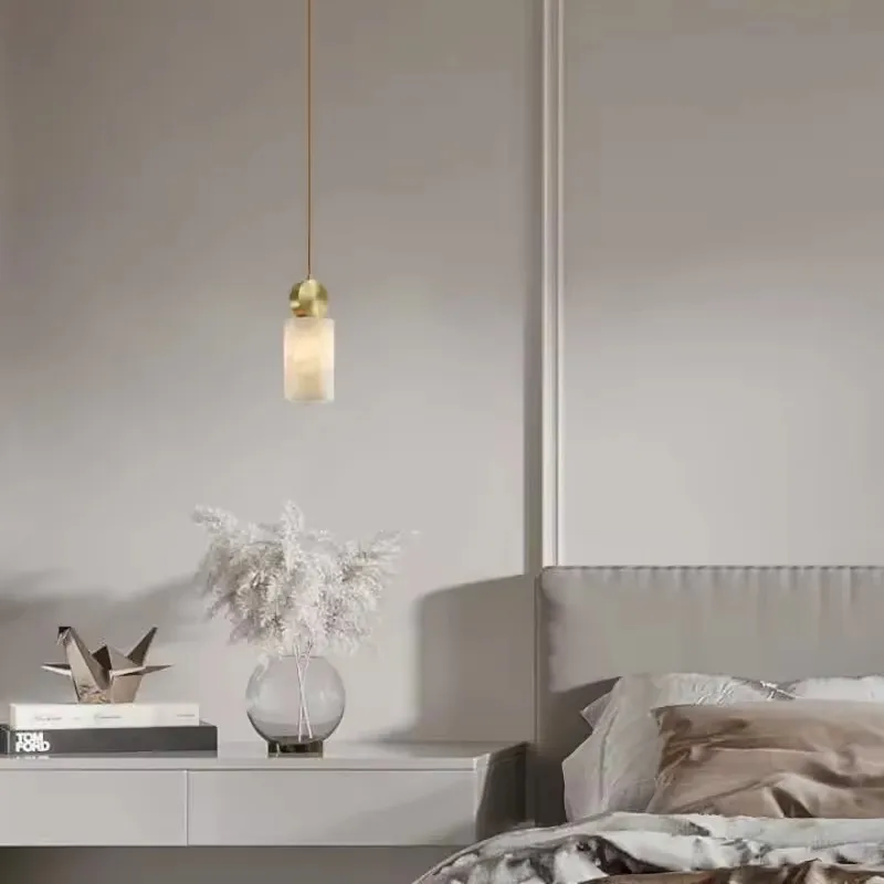 Brass Modern LED Alabaster Chandelier, Marble Copper Design Round Square Bedroom, Living , Dining Room, Hotel Interior Lighting