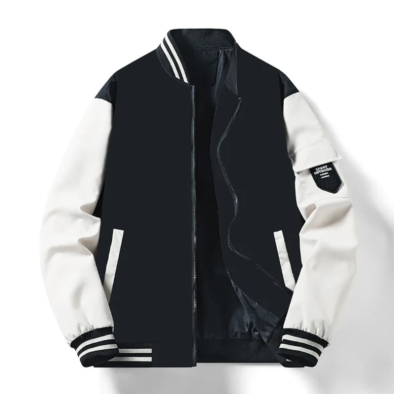 

Patchwork Men's Jacket Spring Autumn New Korean Edition Fashionable Simple Stand up Collar Versatile Casual Outdoor Trendy Coat