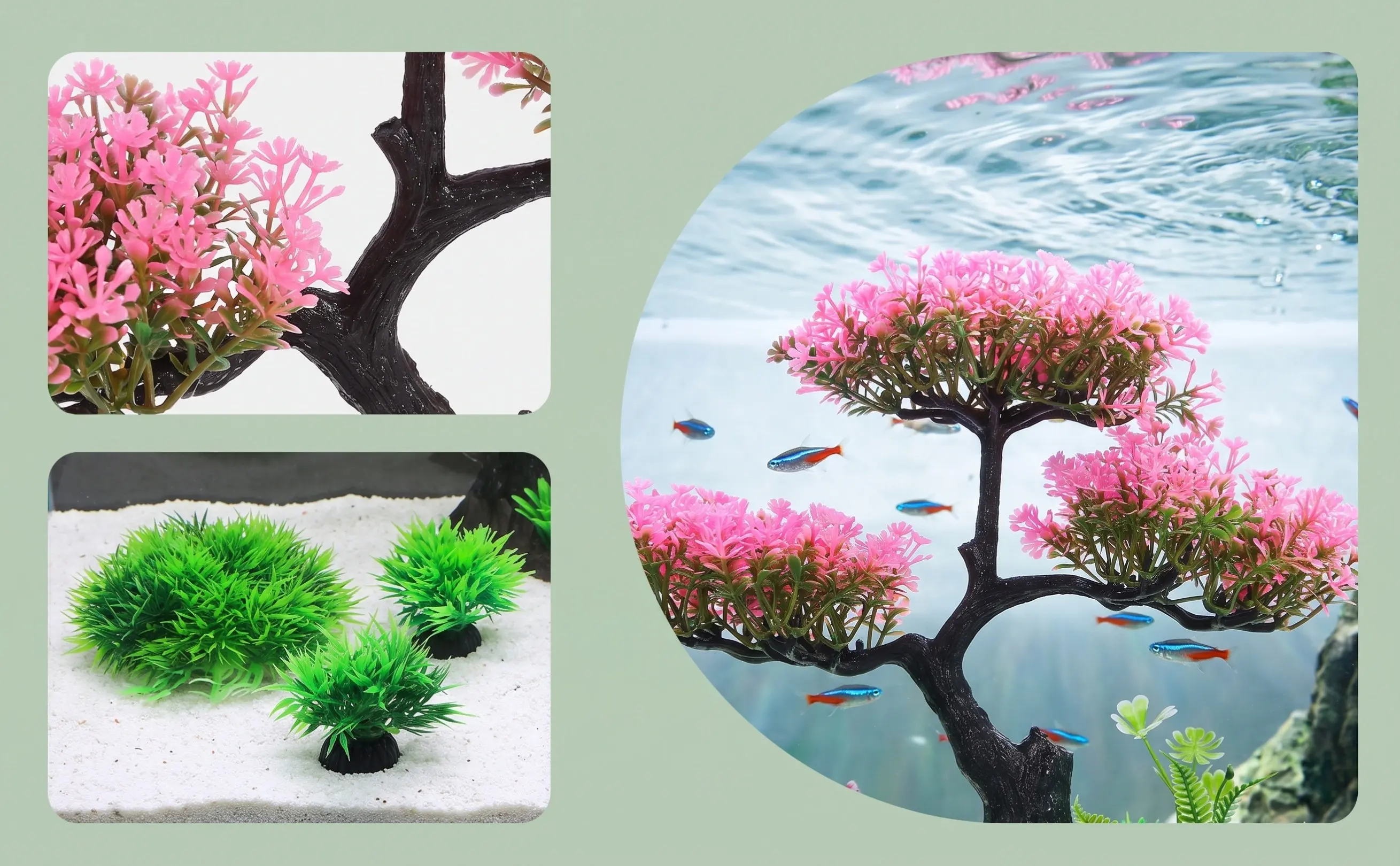 Aquarium Fish Variety - 1세트의 인조 수족관 식물, 실제와 흡사한