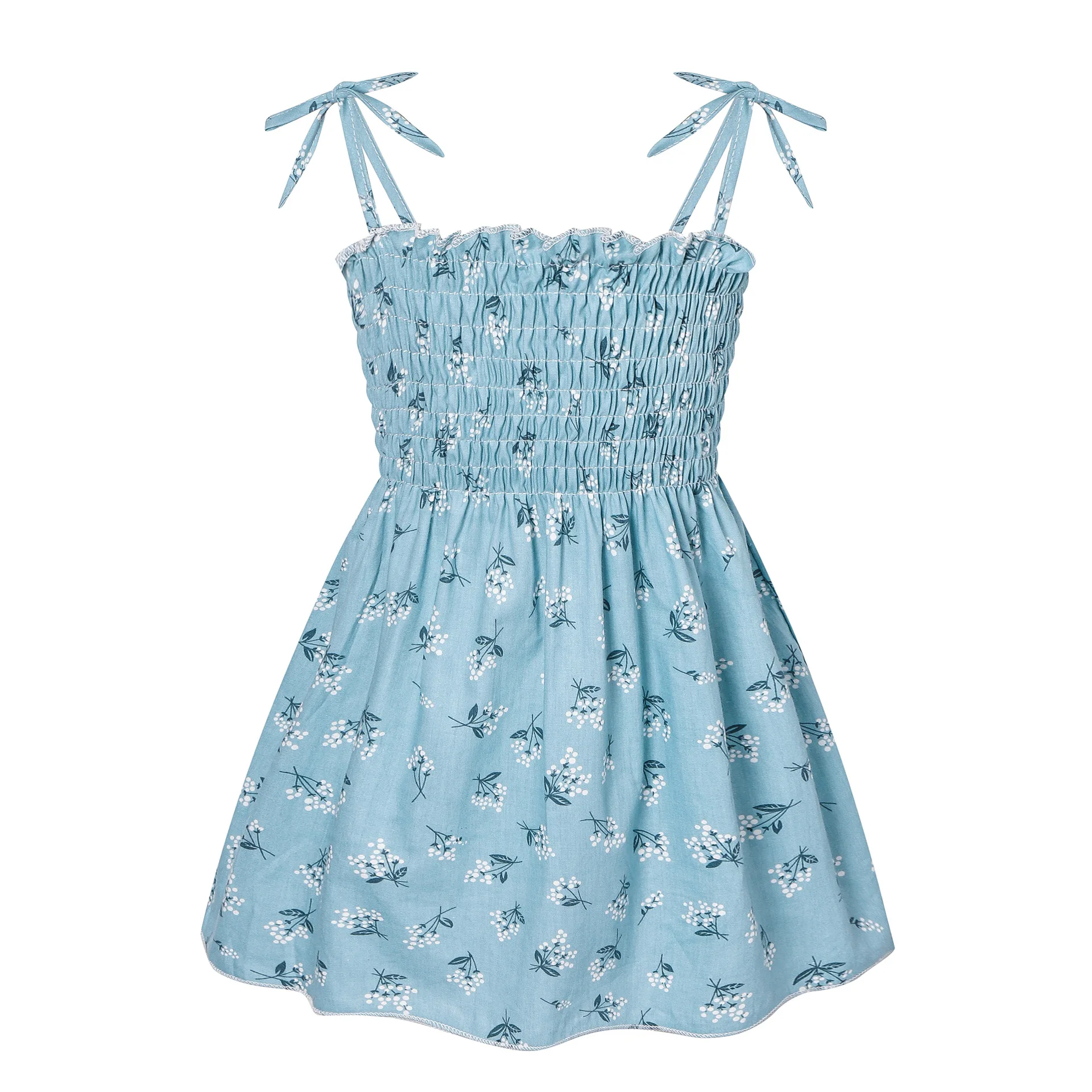 2024 Summer Girls Pure Cotton Print Dress For 2-6Years Children Fashion Floral Dress Kids Suspenders Dress Casual Sundress