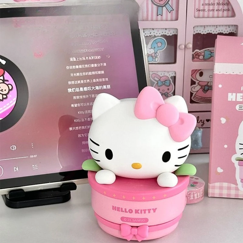 

MINISO SANRIO Hello Kitty Cartoon Mini Speaker Pot Culture Bluetooth Speaker Senior Sense Desktop Decoration Gifts for Girls