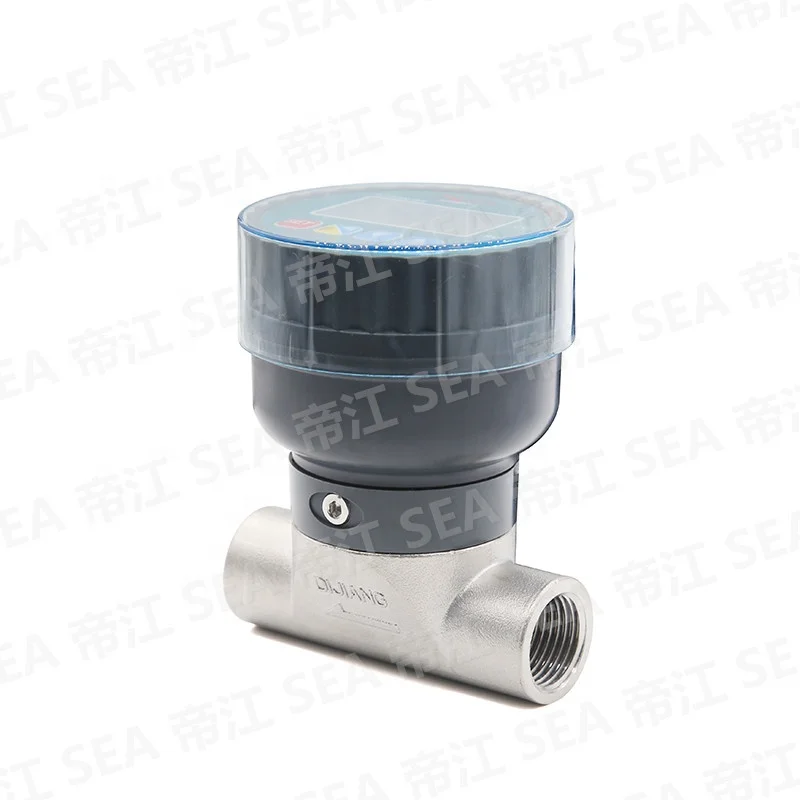 Medidor de flujo de rueda de paleta de agua de turbina LCD de acero inoxidable con conexión de rosca hembra RS485, contador de frecuencia de pulso, precio bajo