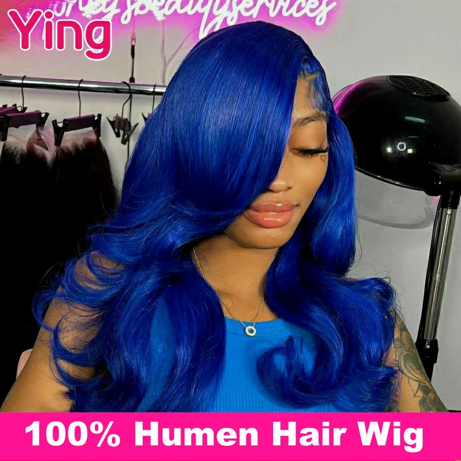 Ocean Blue Colored High Density Body Wave 4x4 5x5 Closure Wigs Human Hair PrePlucked Brazilian 13x4 Lace Frontal Human Hair Wigs