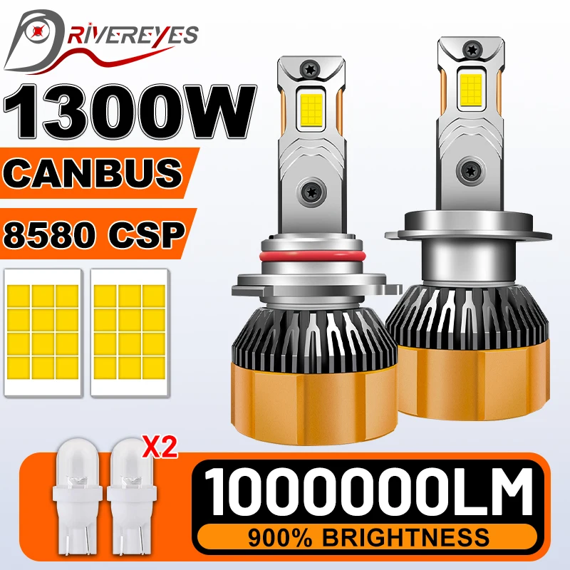 H7 H4 Led Car Headlight Bulb Canbus H1 H3 1300W H11 H8 Lamp HB3 9005 HB4 9006 9012 HIR2 6000K 8580 CSP High Low Beam Fog Lights