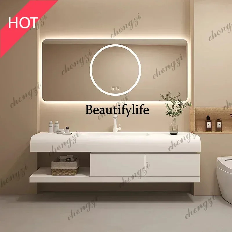 Multilayer White Bathroom Cabinet Waterproof Design Floating Full Set Bathroom Shelves Space Saving Mobiletto Bagno Furniture