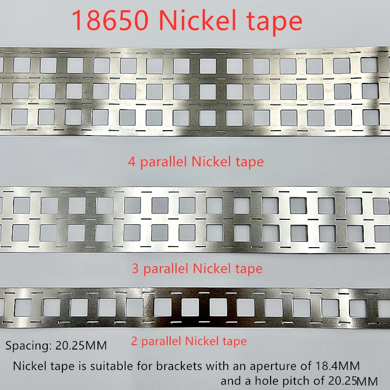 18650 電源バッテリー接続ピースニッケルメッキ鋼ストリップリチウム電池パンチングスポット溶接ピース間隔 20.25 ミリメートル
