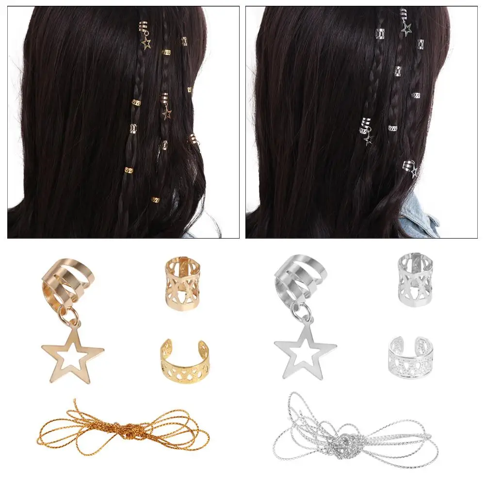 36 قطعة أقفال الرهبة ستار ديكور الشعر الدائري الشعر جديلة أنابيب أغطية الرأس تجديل الشعر الأصفاد المعدنية الضفائر القذرة الكفة كليب