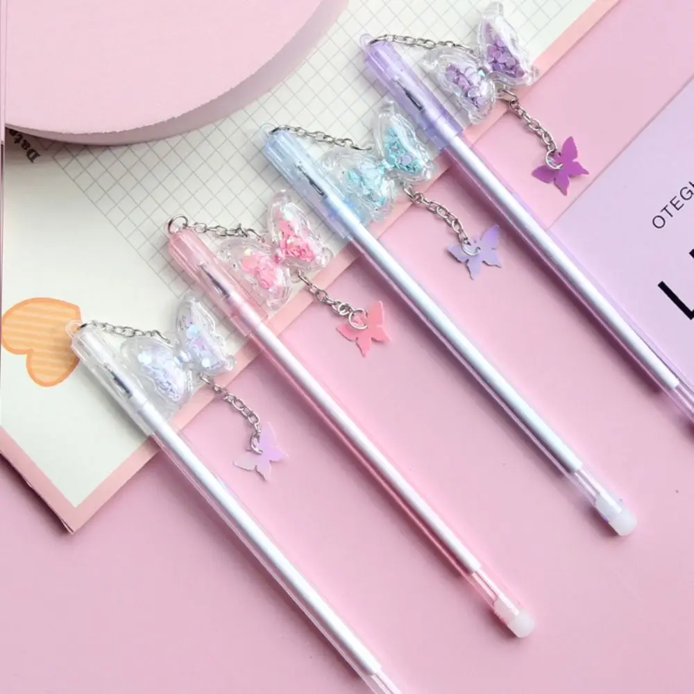 Cartoon Butterfly Pendant Neutral Gel Pens Quick-Drying Writing Smoothly Signature Pen 0.5mm Unique Ballpoint Pen School