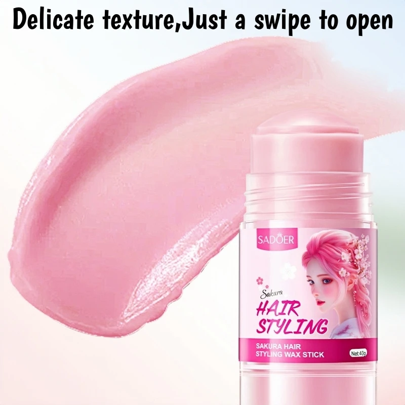 40g Cherry Blossom Shaped Hair Wax Stick, Rich in Cherry Blossom Extract and Mineral Oils, with a Fresh and Elegant Cherry Blossom Scent